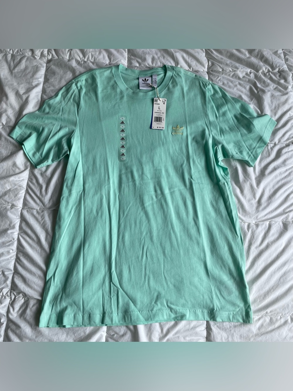 NWT adidas Large Essential Tee Clear Mint/Yellow